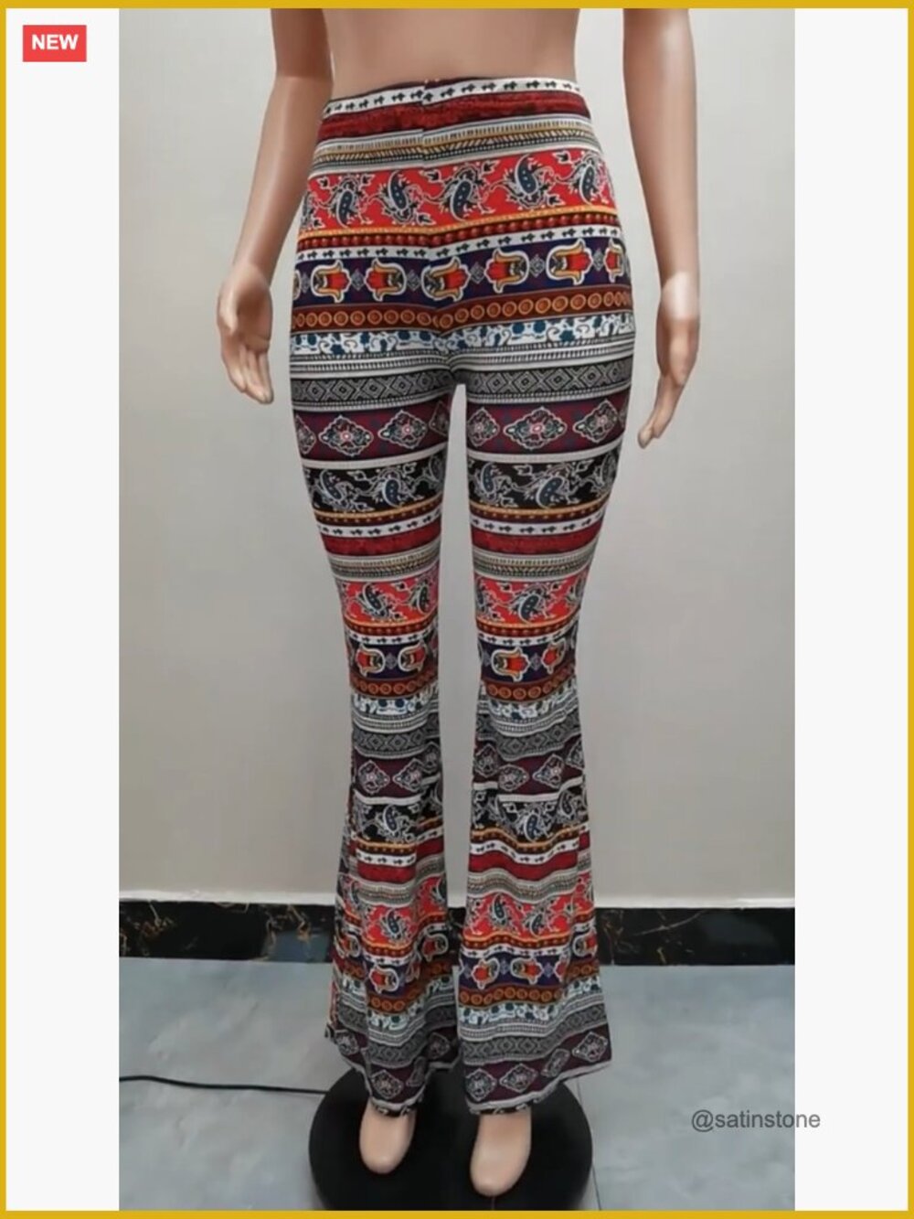 High Waisted Bell Bottom Flared Leggings Yoga Pants Ethnic Paisley - Picture 5 of 7